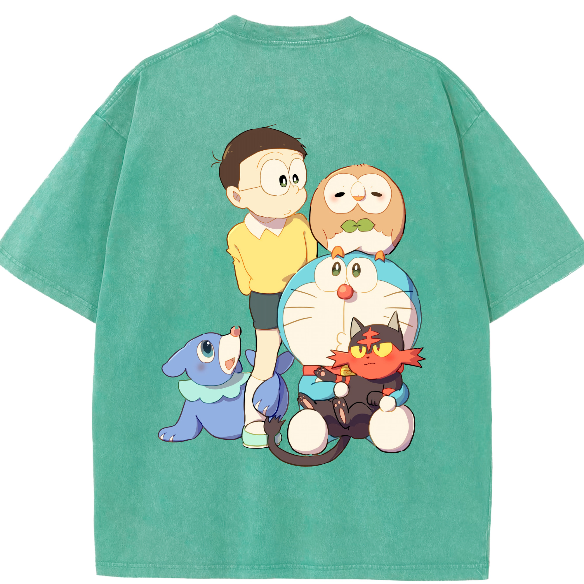 （画像用） ドラえもん Doraemon 綿100% ヴィンテージ風 半袖Tシャツ（背面プリント）